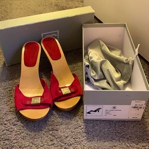 Chanel red sandals fits size 9 to 9.5